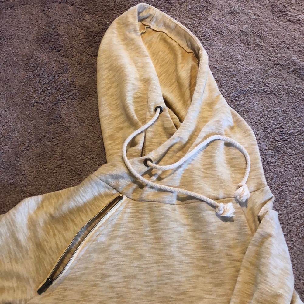yellow hoodie with side zipper and pockets